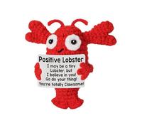 Gungtj Positive Crochet Lobster, Handmade Animal Doll, Motivational Toy, Includes Affirmation Card, Soft Yarn Design, Ideal for Teacher, Mom, Friends, Teens, Present