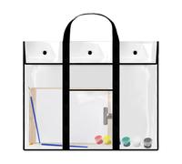 Gungtj Poster Storage Bag, Clear Waterproof Art Organizer Poster, PVC Bulletin Board Holder, Storage Organizers with Handle & Pocket for Sketching Drawing, 31.5x25.59 inches