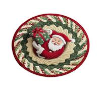 Gungtj Santa Claus 3D Round Rug - Washable Christmas Door Mat with Optical Illusion Design, Ideal for Entryway, Indoor Floor, Bathroom, Bedroom, Living Room, or Festive Holiday Home Decor, 39 Inches