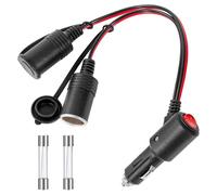 GUNGY 1 a 2 Splitter Spinotto Accendisigari Auto 12V/24V Presa Accendisigari con Interruttore 20cm 20AWG Cavo di Prolunga Accendisigari Auto con Fusibile 15A per Camper Caravan