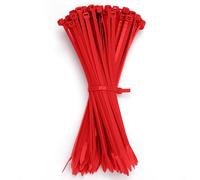 GUNGY Fascette Plastica Rosso 200 x 4,8mm Fascette Elettricista Nylon per Cablaggio Cable Management Giardinaggio Forza di Rottura 22kg 100 Pezzi
