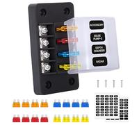 GUNGY Portafusibili 12V a 4 Vie con 16 Fusibili e Adesivi per Auto, Barca, Camion