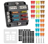 GUNGY Portafusibili 12V Porta Fusibili 6 Vie Scatola Fusibile Auto con Indicatore LED e 20pcs Fusibile a Lama per Auto Barca Camion SUV Camper