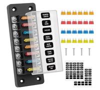 GUNGY Portafusibili 12V Porta Fusibili a 8 Vie Scatola Fusibili Auto con Fusibili 24 Pezzi e Adesivi per Auto Barca Camion