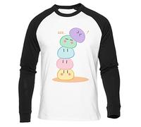 Gunmant Clannad Kawai Dango Maglietta da Baseball Bianca Girocollo a Maniche Lunghe Unisex da Donna Uomo T-Shirt Mens Womens S