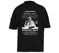 Gunmant Mr Wolf Solves Problems Black Baggy T-Shirt Mens Womens Unisex Short Sleeves L