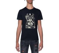 GUNMANTOR Bafometto Maglietta Nero da Uomo a Maniche Corte Girocollo T-Shirt Grey Black