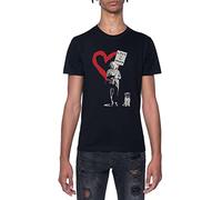 GUNMANTOR Banksy Einstein Love Is The Answer Maglietta Nero da Uomo a Maniche Corte Girocollo T-Shirt Grey Black