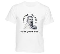 GUNMANTOR Manifesto della Democrazia Judo Maglietta Bianca Girocollo Manica Corta per Bambini Ragazzi Ragazze