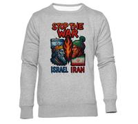 GUNMANTOR No alla Guerra tra Israele E Iran Maglione Grigio Girocollo a Maniche Lunghe Unisex da Donna Uomo