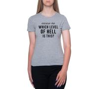 GUNMANTOR Scusate, A Che Livello Dell'inferno Siamo Maglietta Grigio da Donna a Maniche Corte Girocollo