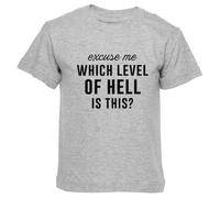 GUNMANTOR Scusate, A Che Livello Dell'inferno Siamo Maglietta Maglietta Grey Girocollo Manica Corta per Bambini Ragazzi Ragazze