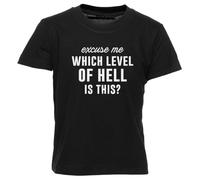 GUNMANTOR Scusate, A Che Livello Dell'inferno Siamo Maglietta Nero Girocollo Manica Corta per Bambini Ragazzi Ragazze