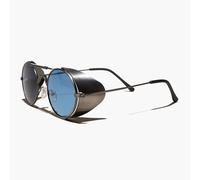 Gunmetal Steampunk Sole Con Pieghevole Lato Scudi Luce Lenti Blu - Bram