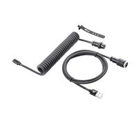 GUNMJO Cavo USB C a spirale Pro Custom per tastiera da gioco, cavo per tastiera meccanica a doppia manica con Aviator in alluminio staccabile, da USB-C a USB-A, 1,5 m, colore nero carbonio