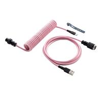 GUNMJO Cavo USB C a spirale Pro Custom per tastiera da gioco, cavo per tastiera meccanica a doppia manica con Aviator in metallo staccabile, USB-C a USB-A, 1,5 m, nero rosa