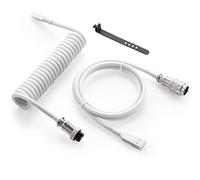 GUNMJO Cavo USB C a spirale Pro Custom per tastiera da gioco, cavo per tastiera meccanica a doppia manica con Aviator in metallo staccabile, da USB-C a USB-A, 1,5 m, colore bianco