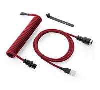 GUNMJO Cavo USB C a spirale Pro Custom per tastiera da gioco, cavo per tastiera meccanica a doppia manica con Aviator in metallo staccabile, da USB-C a USB-A, 1,5 m, colore rosso