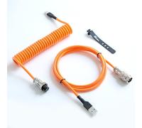GUNMJO Pro Custom - Cavo USB C a spirale per tastiera da gioco, cavo a doppia manica per tastiera meccanica con Aviator in metallo staccabile, USB-C a USB-A, 1,5 m, colore arancione brillante