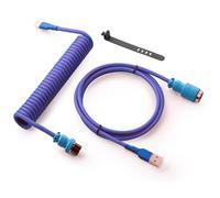 GUNMJO Pro Custom Cavo USB C a spirale per tastiera da gioco, cavo per tastiera meccanica a doppia manica con Aviator in metallo staccabile, da USB-C a USB-A, 1,5 m, colore nebulosa