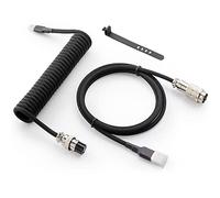 GUNMJO Pro Custom Coiled USB C Cable for Gaming Keyboard, Double Leeved Mechanical Keyboard Cable with Detachable Metal Aviator, 1.5M USB-C to USB-A, Black Color
