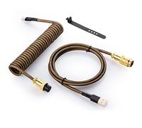 GunMjo Starlight Cavo USB C a spirale per tastiera da gioco, cavo meccanico a doppia manica con aviatore in metallo staccabile, USB-C da 1,5 m a USB-A, colore nero con connettore Aviator oro