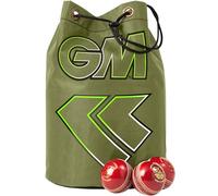 Gunn & Moore GM - Borsa per palla da cricket con coulisse, tracolla, verde Apollo, con logo GM, capacità 24 palline