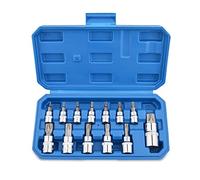 Gunpla Set Chiavi Bussola e Punte per Viti con Profilo Torx in Cassetta di Plastica, 12 Pezzi, in acciaio Cr-V pregiato e S2 per Riparare Motocicli, Biciclette, Mobili