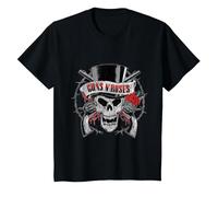 Guns N' Roses - Cappello Ufficiale con Teschio Maglietta, Bambini, Nero, 8 Anni