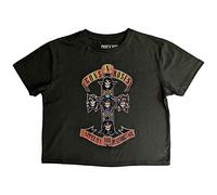Guns N' Roses Crop Top T Shirt Appetite for Destruction Ufficiale da Donna Verde Size L