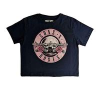 Guns N' Roses Crop Top T Shirt Classic Band Logo Nuovo Ufficiale da Donna Navy Size L