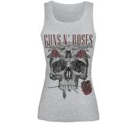 Guns N' Roses Flower Skull Donna Top Grigio Sport L 97% Cotone, 3% Poliestere Regular