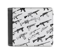 Guns - Portafoglio sottile da uomo, in pelle, con porta carte di credito