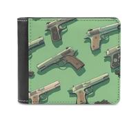 Guns Print - Portafoglio da uomo in pelle con scomparti per carte di credito