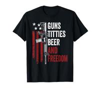 Guns Titties Beer & Freedom - Mens pistole divertenti bere Stati Uniti d'America Maglietta
