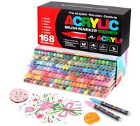 Gunsamg 168 Colori matite di vernice Acrilica per la Pittura su Roccia, Pennarello di Vernice Acrilica per il vetro legno pietra Ceramica tessuto Metallo tela di carta.