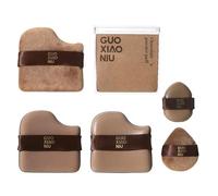 Guo Xiao Niu Makeup Puff, Chocolate Color Quick Foundation Sponge Cushion , 1 Box Of 6 Pcs Chocolate Powder Puff, Soft Long-lasting and Beginner-friendly (2pcs)