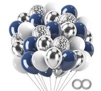 GUO-YING Palloncini in Blu e Argento - 60 Pezzi da 30 cm, adatti per Compleanno, Matrimonio, Battesimo e Festa (argento blu)