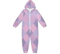 GuoChe 1 pezzo Pigiama Pigiama Pigiamino In Pile Zip Up Con Cappuccio per Ragazzi Ragazzi Abbigliamento Casa 5-14T Plaid Viola Rosa Blu, Colorato, 4 anni