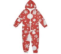 GuoChe 1 pezzo tuta per ragazzi e ragazze peluche zip up con cappuccio abbigliamento casa 5-14T rosso elementi di Natale, Colorato, 4 anni