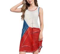 GuoChe Abito estivo da donna senza maniche prendisole per le donne | con Tasche Girocollo Vacanza Vestiti Pittura A Olio Bandiera La Repubblica Ceca
