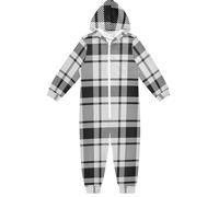 GuoChe Adolescenti 1 pezzo Pigiama Peluche Cerniera con Cappuccio per Bambini Unisex Abbigliamento Casa 5-14T Plaid Nero Bianco, Colorato, 4 anni