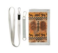 GuoChe African Tribal Pattern Trifold Portafoglio per gli uomini Bifold per le donne Trendy Leggero Portafoglio per gli uomini Bifold con cordino
