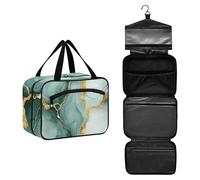 GuoChe Appeso dimensioni articoli da toeletta per gli uomini con gancio, Designer chic borsa trucco per auto per viaggio make up zaino in spalla organizador de maquillaje para M, Marmo Verde Salvia