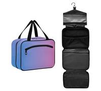 GuoChe Appeso grandi borse da toilette per le donne con gancio, accessori di design compongono borsa per le donne che viaggiano campeggio estuche para guardar maquillaje M, Blu pastello sfumato, Large