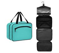 GuoChe Appeso make up bag organizzatore con gancio, Designer multifunzionale make up borse per viaggiatore bagno bolsas para maquillaje de mujer M, Blu turchese medio, Medium, Colorato