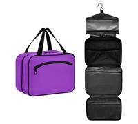 GuoChe Appeso trucco viaggio con gancio, Designer borsa espandibile per il trucco per le donne deve campeggio bolso de maquillaje para mujer M, Viola orchidea scura, Medium, Colorato