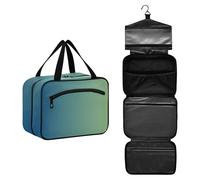 GuoChe Appeso uomini borsa da toilette con gancio, designer moda articoli da toeletta borsa per le donne deve hotel estuche de maquillaje para mujer M, Sfumato verde scuro, Large, Colorato