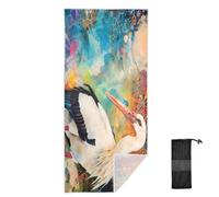 GuoChe Asciugamano da spiaggia in microfibra con cicogna colorata stampa artistica leggera senza sabbia asciugamani assorbenti accessori da spiaggia vacanza essenziale per uomini, piscina, yoga, sport