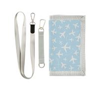 GuoChe Azzurro Aereo Sparso Grande Modello Trifold Slim Wallet Regali per Giovani Minimalistico Colorato Sottile Portafoglio con